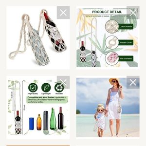 Macrame Water Bottle Carrier with Strap Cotton Water Bottle Bag Cross body Water